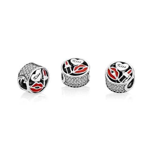 BE-185 Berloque Kiss Cravejado com zirconias e Prata 925